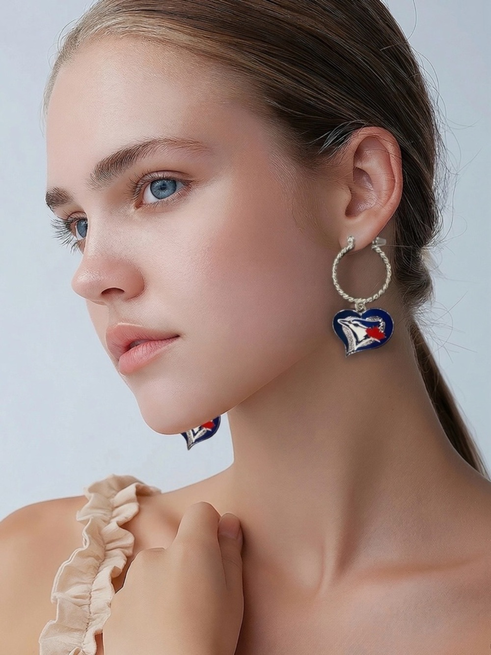 $10 Add-on | Blue Jays Hoop Earrings - Picture 5 of 12